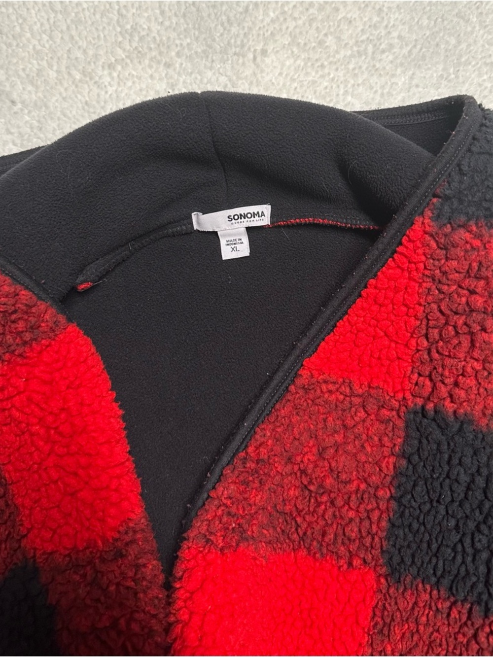 Sonoma Red and Black Buffalo Plaid Teddy Coat - Picture 2 of 5